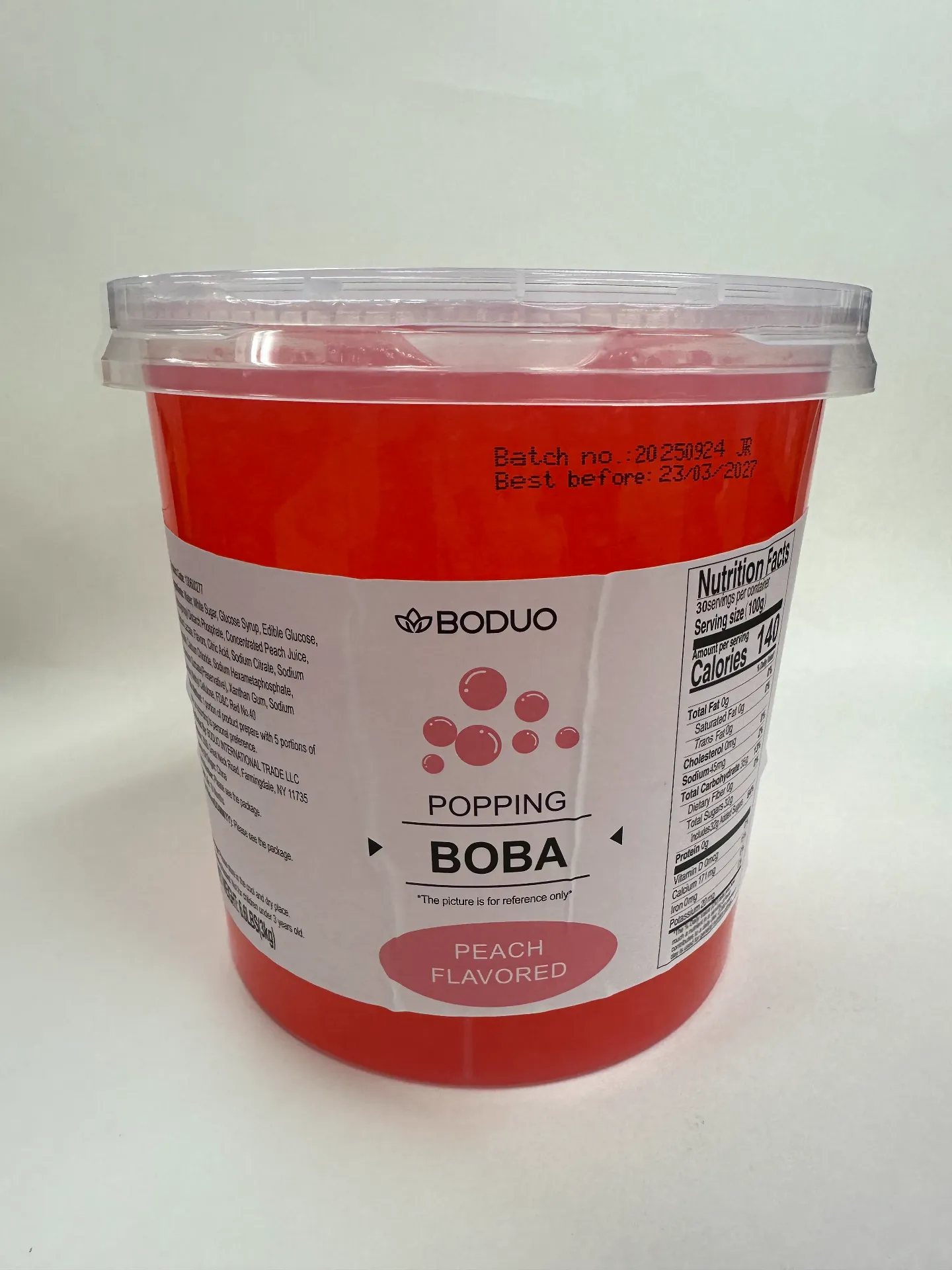 [130600277] HONEY PEACH POPPING BUBBLE 水蜜桃风味爆爆珠 | 3kg x 4 cans / Carton