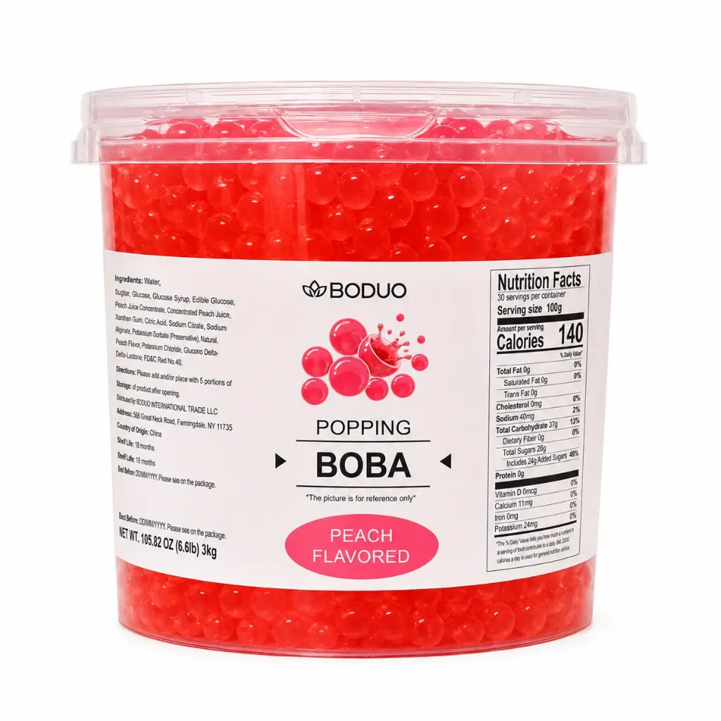 [130600277] HONEY PEACH POPPING BUBBLE 水蜜桃风味爆爆珠 | 3kg x 4 cans / Carton