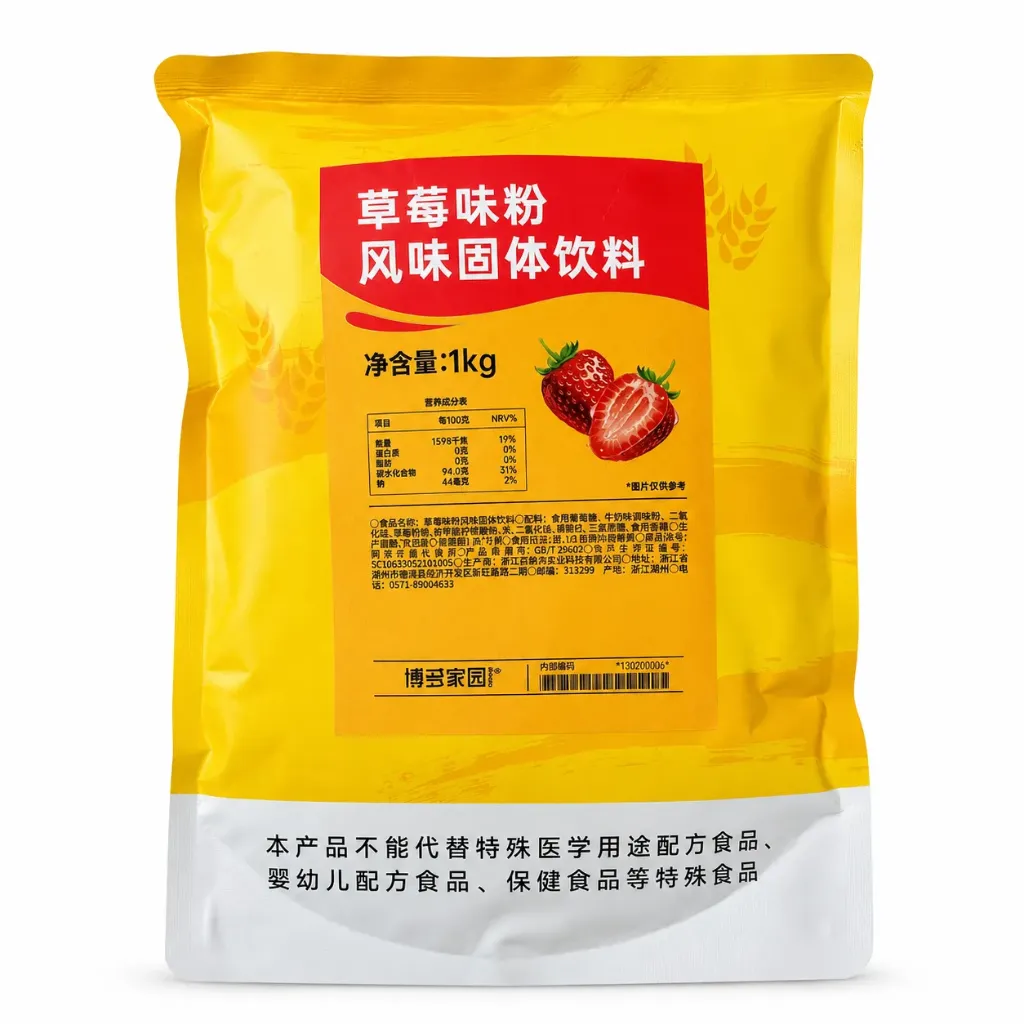 [130200006] STRAWBERRY POWDER 草莓味粉固体饮料（博多家园) | 1kg x 20 bags / Carton