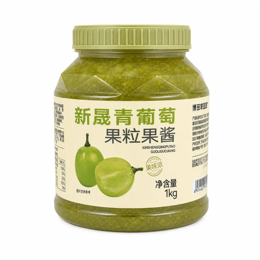 [130300167] XINSHENG GREEN GRAPE JAM 新晟青葡萄果粒果酱（博多家园) | 1kg x 12 jars / Carton